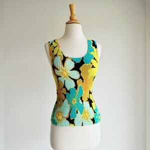 VINTAGE Caviar 90s Crinkly Floral Tank Best Fit S-L
